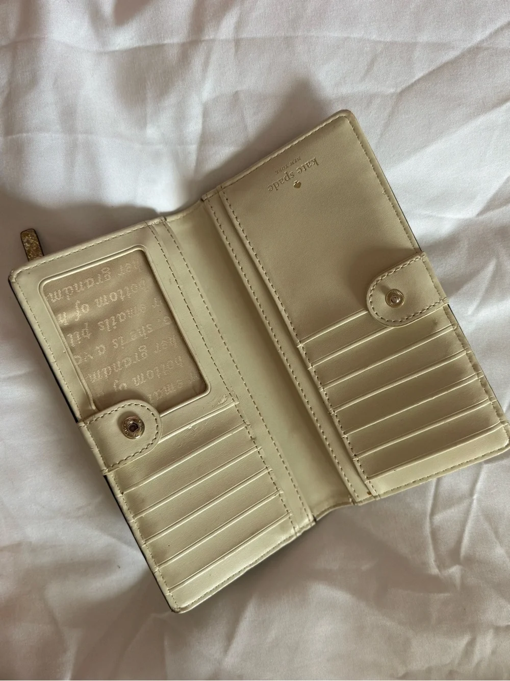 kate spade Gold Glitter Zip Card Holder Wallet
